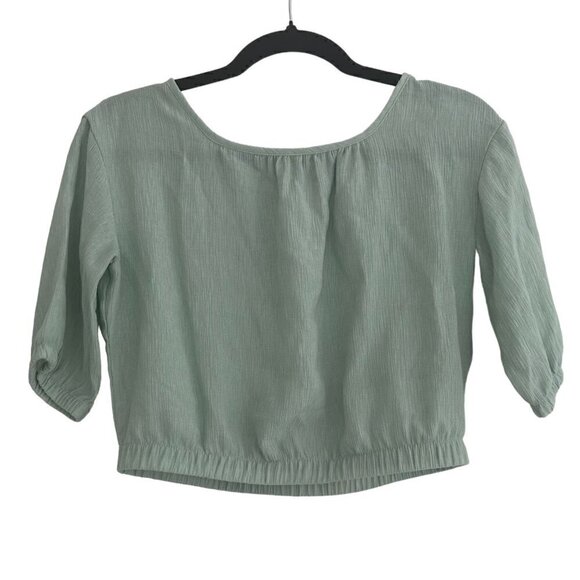 H&M Girls Spring Puff Sleeve Top Light Green - Youth Girls Size 12 - Picture 1 of 3